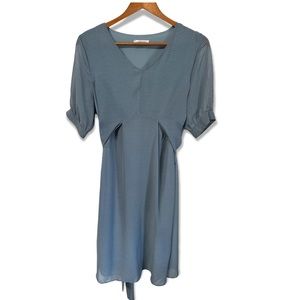 Dan Dan Jia minimalist tie waist dotted midi A line dress